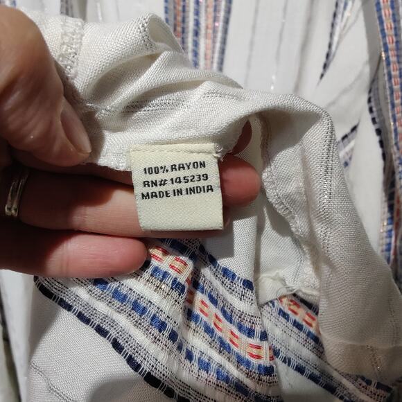 Sim & Sam Women's Sz L/XL White Blue Metallic Beach Cover Up Kimono Open Front - Picture 4 of 6